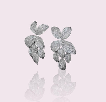 Luxury Leaf Leaves Flower Cubic Zirconia Earring For Women