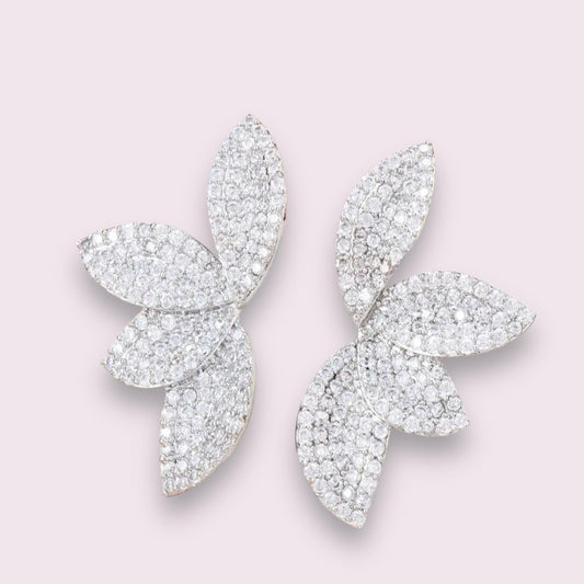 Luxury Shiny Micro-set Zircon Leaf Earrings