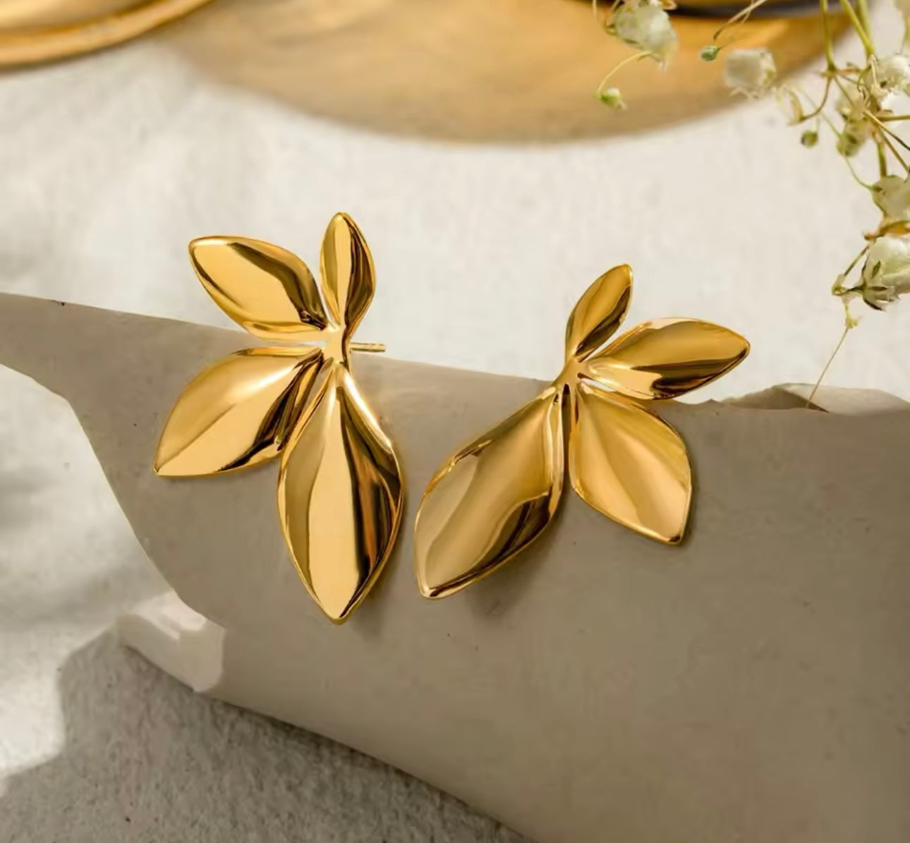 Leaves Flower Stud Earrings