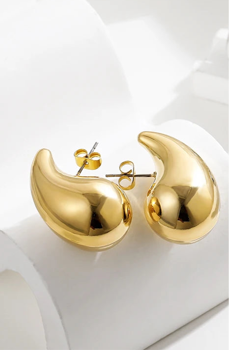 Stainless Steel Gold Plated Tear Drop Earrings Dupes for Women Lightweight