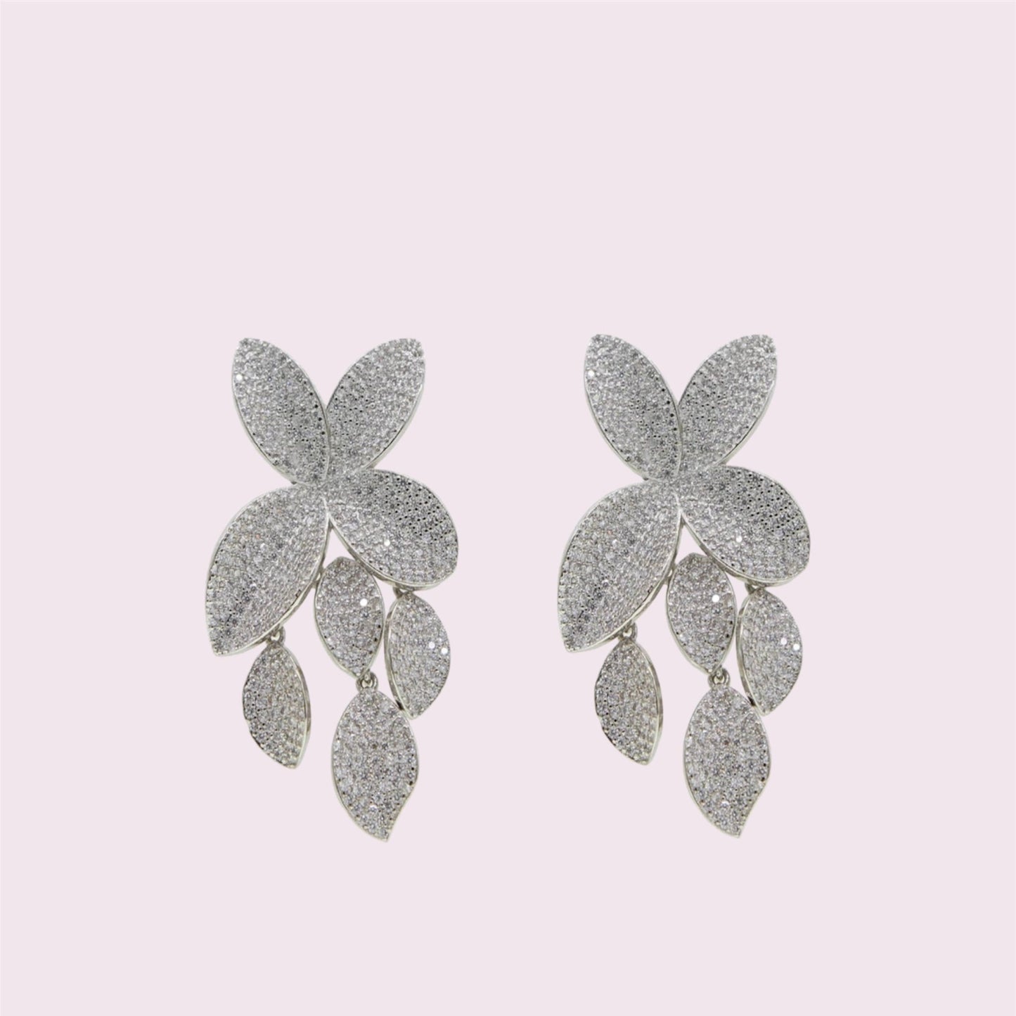 Luxury Leaf Leaves Flower Cubic Zirconia Earring For Women