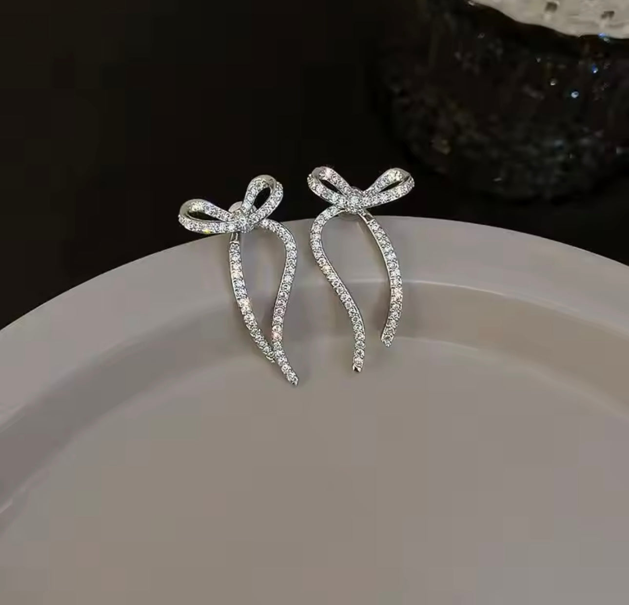 925 Silver Plated Bow Earrings