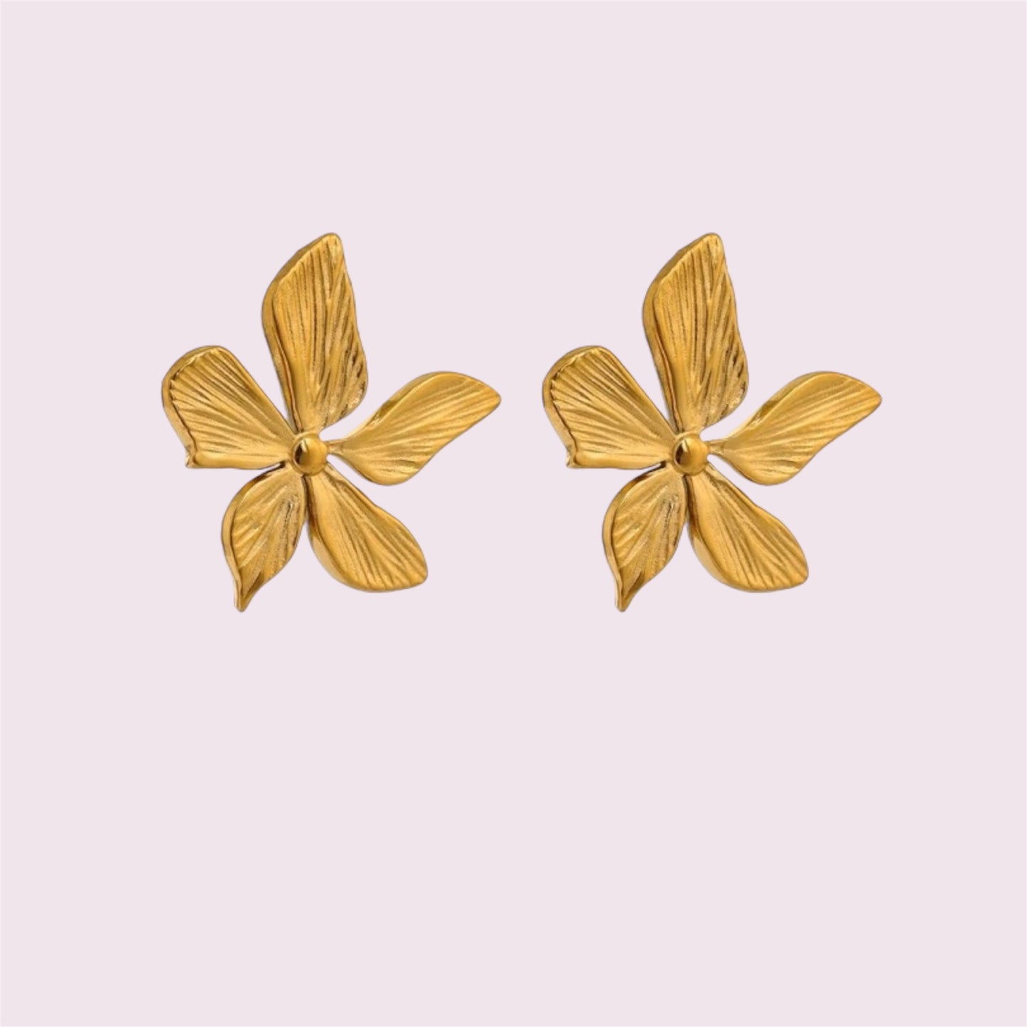 Golden Flower Stud Earrings Stainless Steel