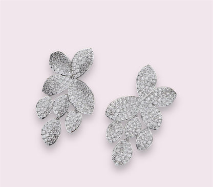 Luxury Leaf Leaves Flower Cubic Zirconia Earring For Women