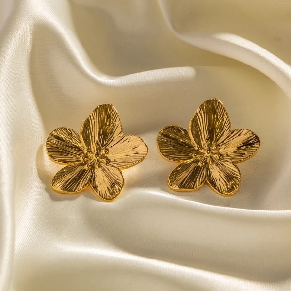 Stainless Steel  Flower Stud Earrings