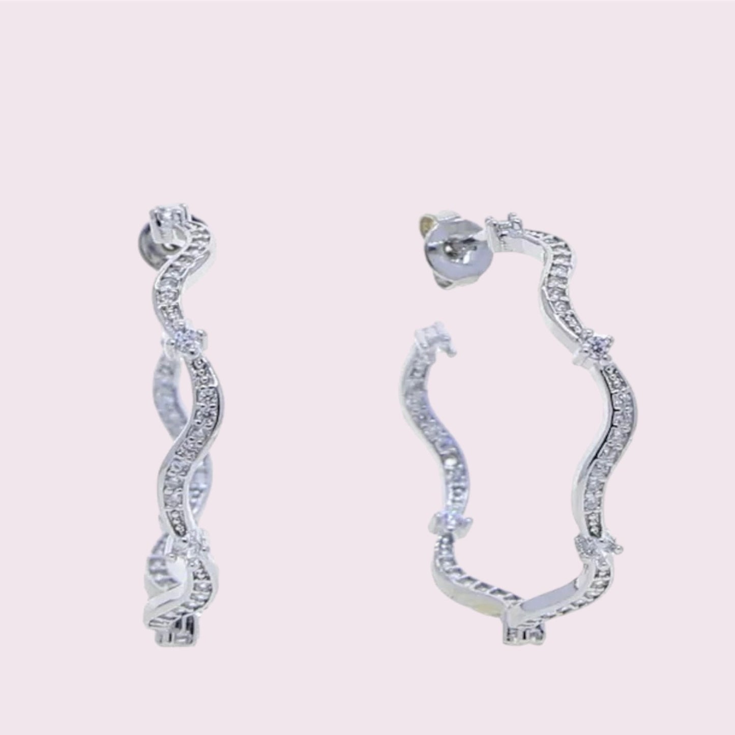 Shiny Wave Hoop Earrings