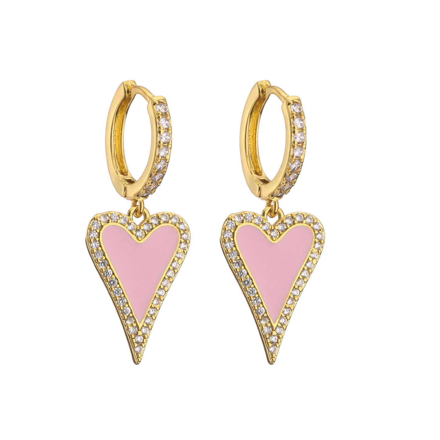 Small Hoop colorful heart Earrings