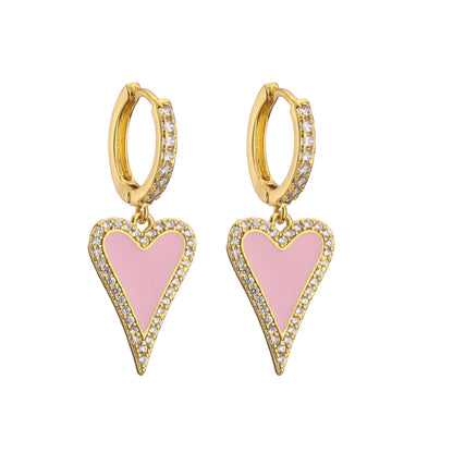 Small Hoop colorful heart Earrings