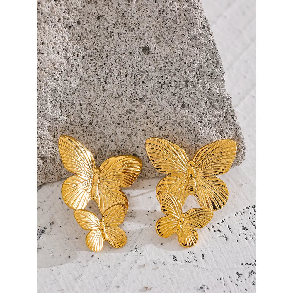 Stainless Steel Butterfly  Stud Earrings