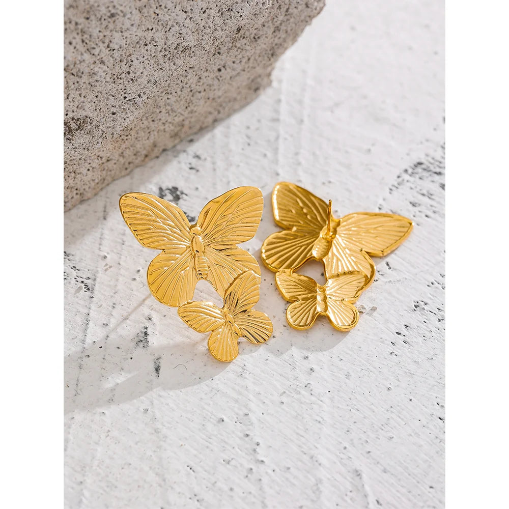 Stainless Steel Butterfly  Stud Earrings